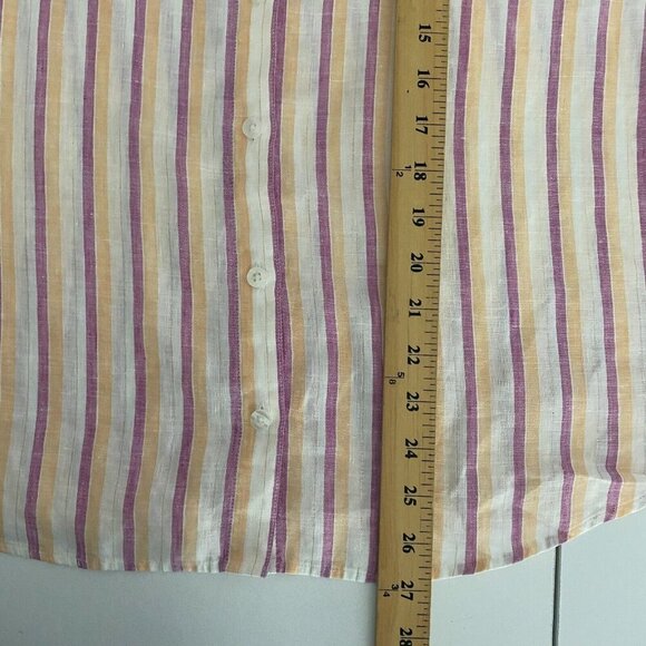 Chicos No-Iron Linen Metallic Striped Roll-Tab Shirt Size 1 US Medium - Picture 10 of 11